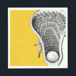 Lacrosse Party Napkin<br><div class="desc">Unique lacrosse team party or event napkins featuring creative lax stick image on yellow background.</div>