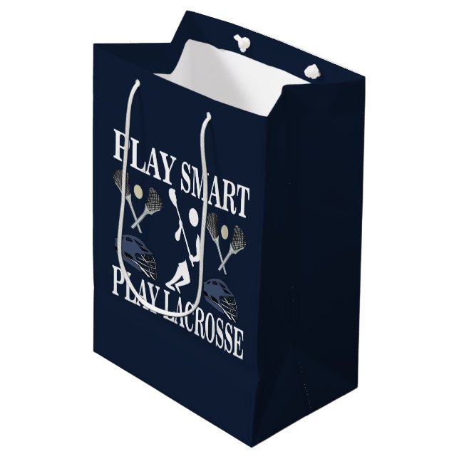 Lacrosse Player Birthday Medium Gift Bag (Front Angled)