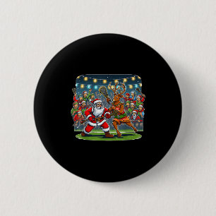 Lacrosse Player Christmas Santa Reindeer Playing L 2 Inch Round Button