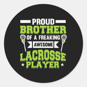 Lacrosse Player Coach Brother  Classic Round Sticker