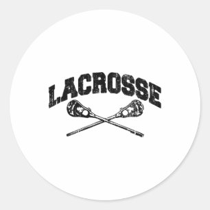 Lacrosse Player Coach Crossed Lax Sticks Vintage G Classic Round Sticker
