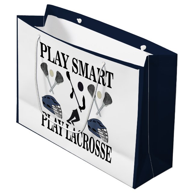 Lacrosse Player Coach Team Birthday Large Gift Bag (Front Angled)