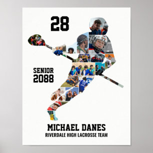 Lacrosse Player Custom Sports Photo Collage Poster