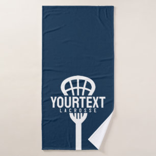 Lacrosse Player CUSTOM TEXT Team Mesh Sport Stick  Bath Towel Set