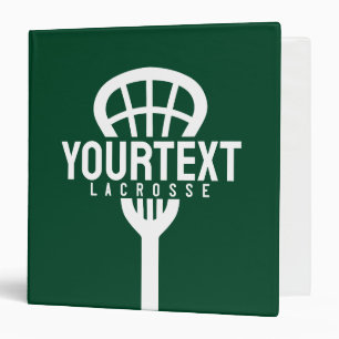 Lacrosse Player CUSTOM TEXT Team Mesh Sport Stick Binder