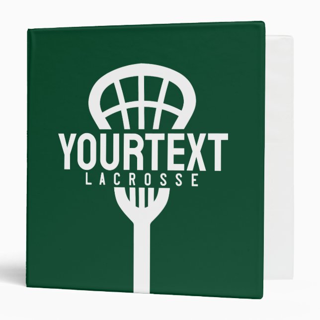 Lacrosse Player CUSTOM TEXT Team Mesh Sport Stick  Binder (Front/Inside)