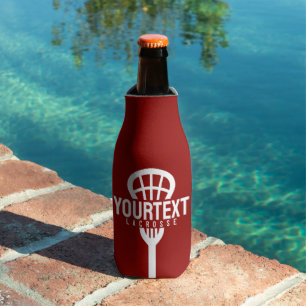 Lacrosse Player CUSTOM TEXT Team Mesh Sport Stick Bottle Cooler