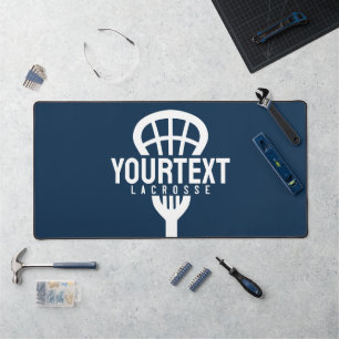 Lacrosse Player CUSTOM TEXT Team Mesh Sport Stick Desk Mat