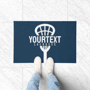 Lacrosse Player CUSTOM TEXT Team Mesh Sport Stick  Doormat