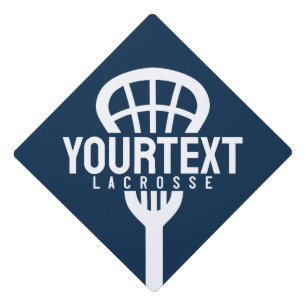 Lacrosse Player CUSTOM TEXT Team Mesh Sport Stick  Graduation Cap Topper