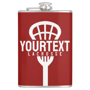 Lacrosse Player CUSTOM TEXT Team Mesh Sport Stick Hip Flask