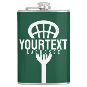 Lacrosse Player CUSTOM TEXT Team Mesh Sport Stick  Hip Flask
