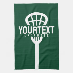 Lacrosse Player CUSTOM TEXT Team Mesh Sport Stick  Kitchen Towel