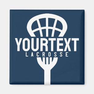 Lacrosse Player CUSTOM TEXT Team Mesh Sport Stick  Magnet