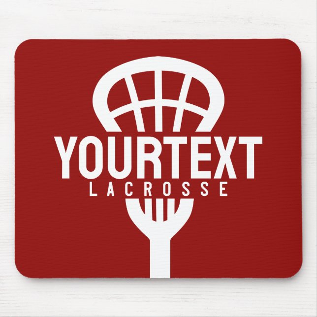 Lacrosse Player CUSTOM TEXT Team Mesh Sport Stick  Mouse Pad (Front)