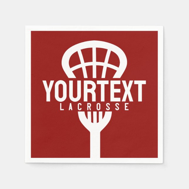Lacrosse Player CUSTOM TEXT Team Mesh Sport Stick  Napkin (Front)