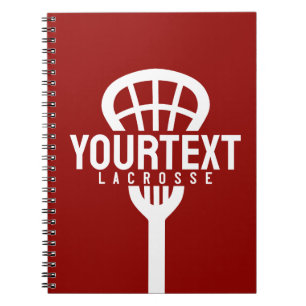 Lacrosse Player CUSTOM TEXT Team Mesh Sport Stick Notebook