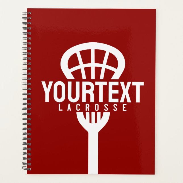 Lacrosse Player CUSTOM TEXT Team Mesh Sport Stick  Planner (Front)