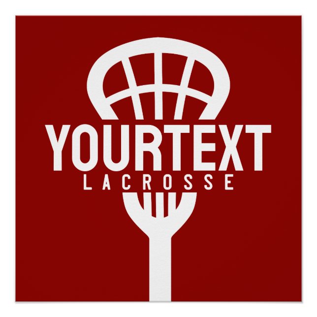 Lacrosse Player CUSTOM TEXT Team Mesh Sport Stick  Poster (Front)