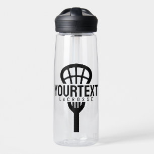 Lacrosse Player CUSTOM TEXT Team Mesh Sport Stick  Water Bottle