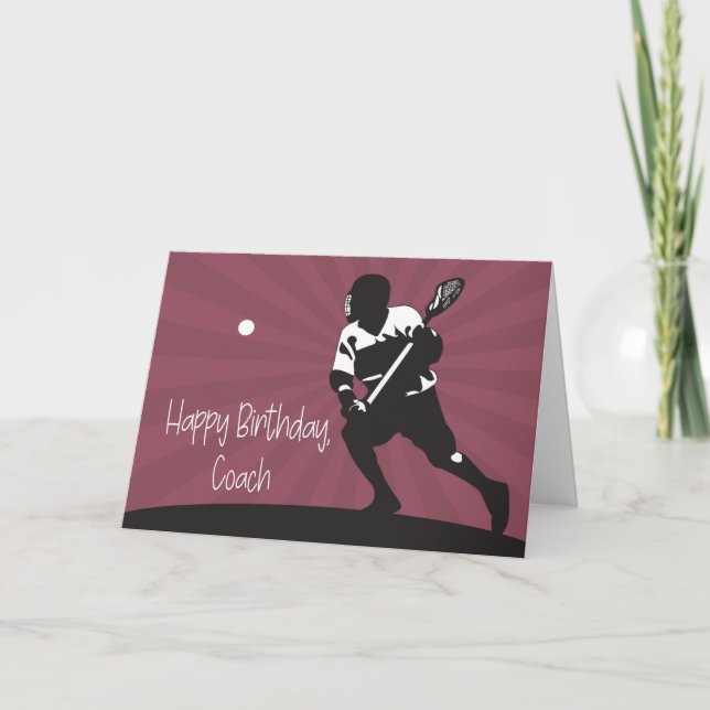 Lacrosse Player for Lacrosse Coach Birthday Card (Front)