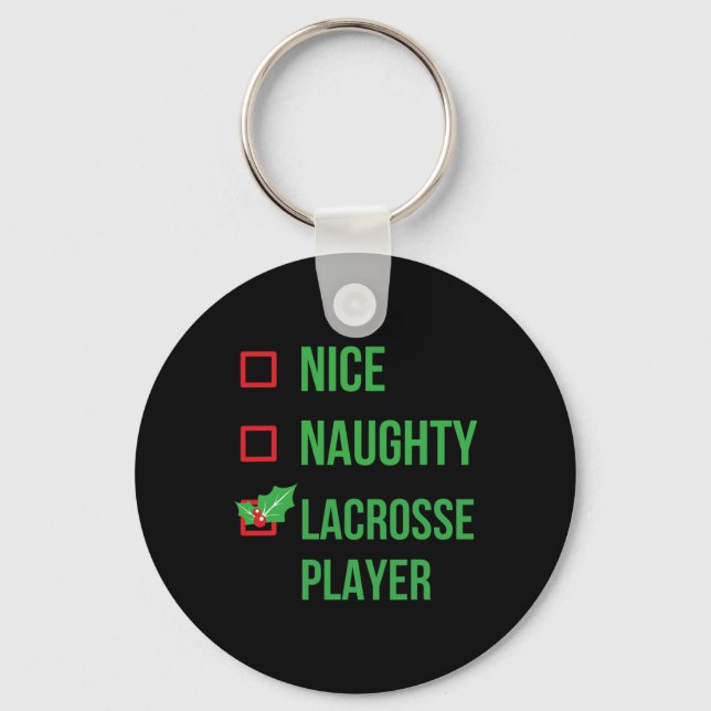 Lacrosse Player Funny Pajama Christmas Gift  Keychain (Front)