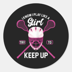Lacrosse Player Girl Lax Stick Lacrosse  Classic Round Sticker