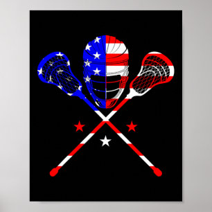 Lacrosse Player Independence Day Patriotic Lax Goa Poster
