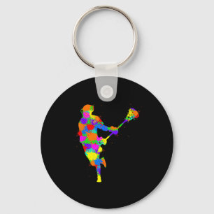 Lacrosse Player Kids Boys Youth Keychain
