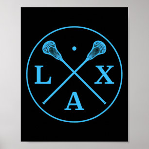 Lacrosse Player Logo - Blue Team Colour Lax Tee  Poster