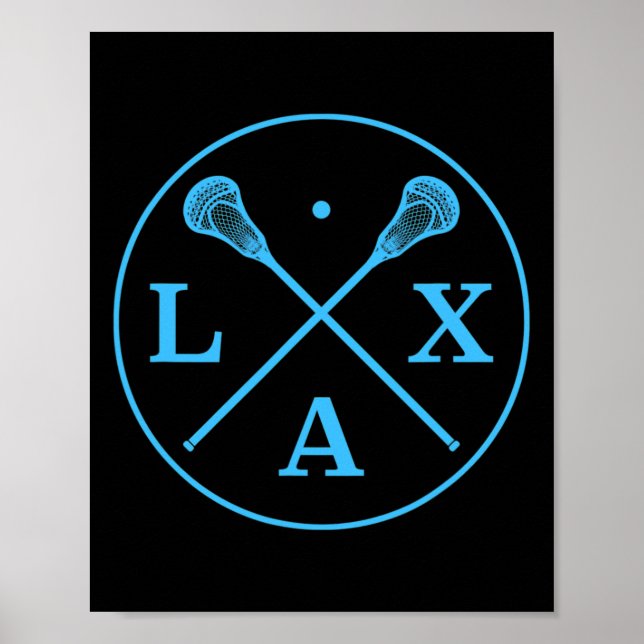Lacrosse Player Logo - Blue Team Colour Lax Tee  Poster (Front)