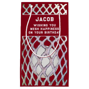 Lacrosse Player Maroon Small Gift Bag