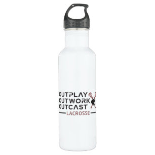 Lacrosse Player Outplay Outwork Outcast Lax Gift 710 Ml Water Bottle