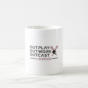 Lacrosse Player Outplay Outwork Outcast Lax Gift Coffee Mug