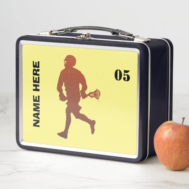 Lacrosse Player Personalized Name  Metal Lunch Box (In Situ)