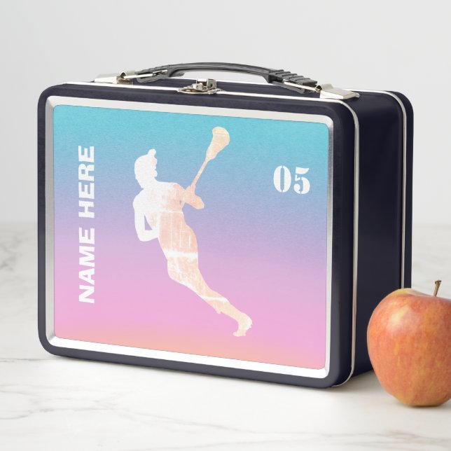 Lacrosse Player Personalized Name  Metal Lunch Box (In Situ)