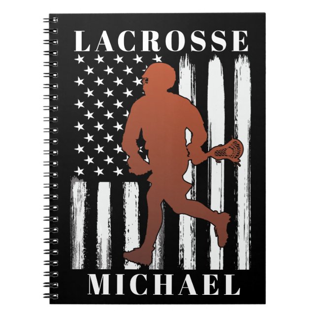Lacrosse Player Personalized Name Notebook (Front)