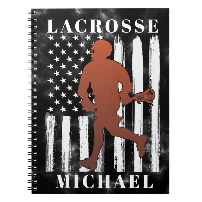 Lacrosse Player Personalized Name Notebook (Front)