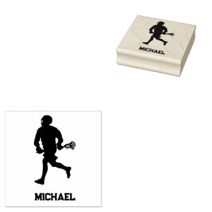 Lacrosse Player Personalized Rubber Stamp