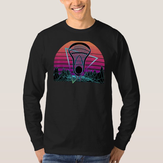 Lacrosse Player Retro Lax T-Shirt (Front)