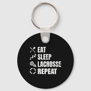 Lacrosse Player Routine Eat Sleep Lacrosse Repeat  Keychain