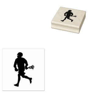 Lacrosse Player Rubber Stamp