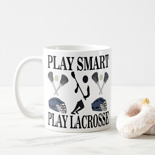 Lacrosse Player Sports  Coffee Mug (With Donut)