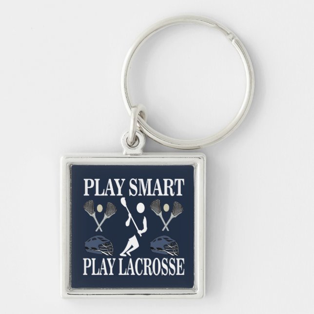 Lacrosse Player Sports Keychain (Front)