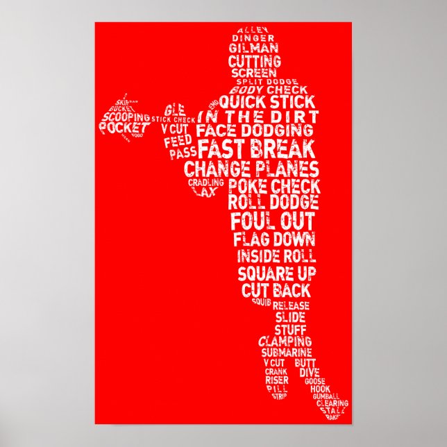 Lacrosse Player Typographic Poster (Front)