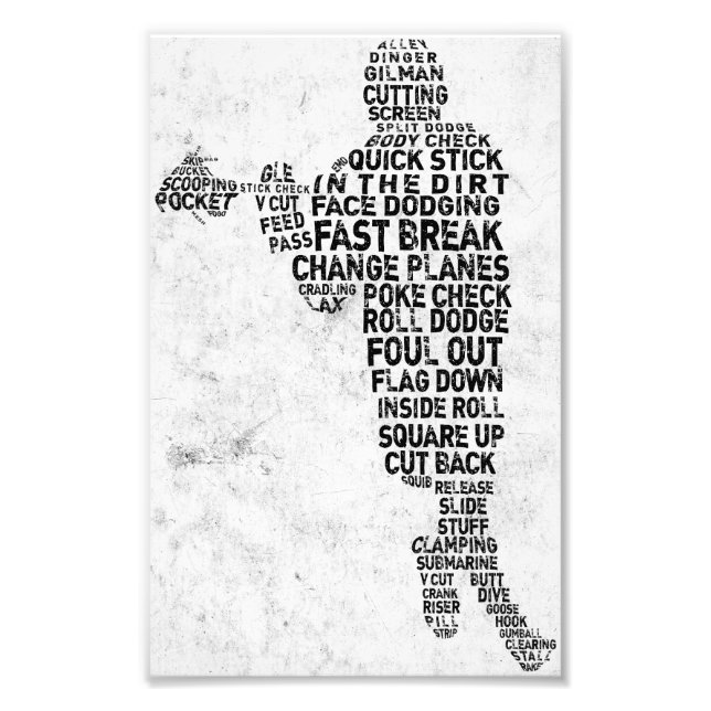 Lacrosse Player Typography Photo Print (Front)