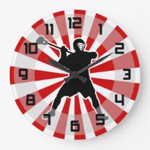 Lacrosse Player wall clock - red white black