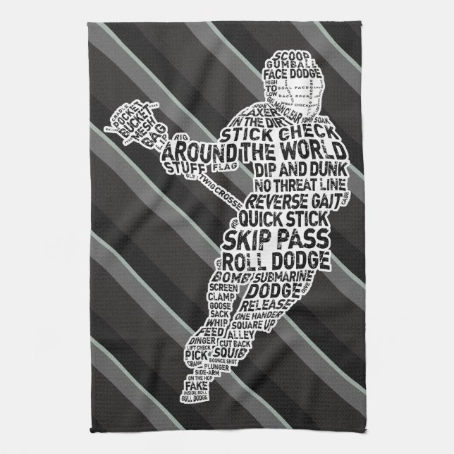 Lacrosse Player Word Art Design   Kitchen Towel (Vertical)