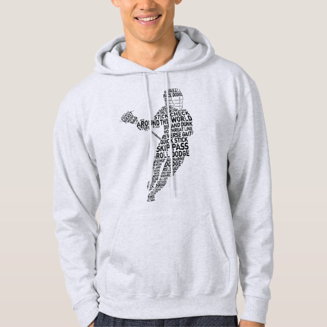Lacrosse Player Word Art Wordle Hoodie (Front)