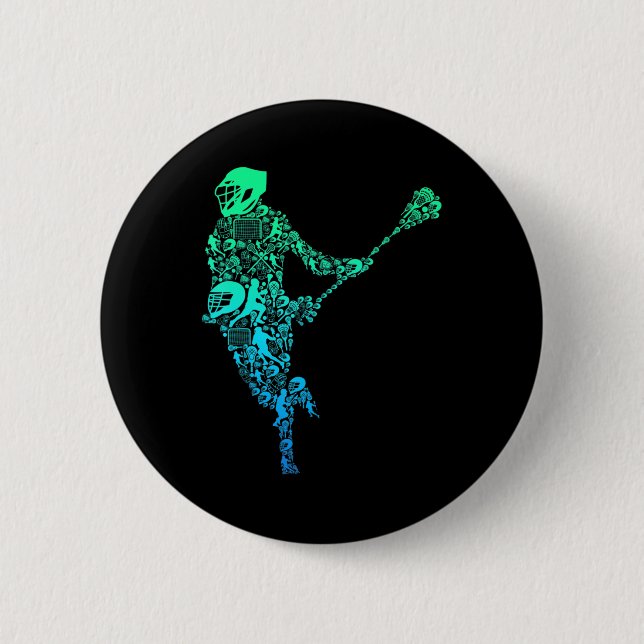 Lacrosse Player Youth Men Boys Kids  2 Inch Round Button (Front)